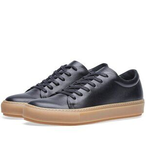 Acne Black Leather Sneakers with Tan Sole